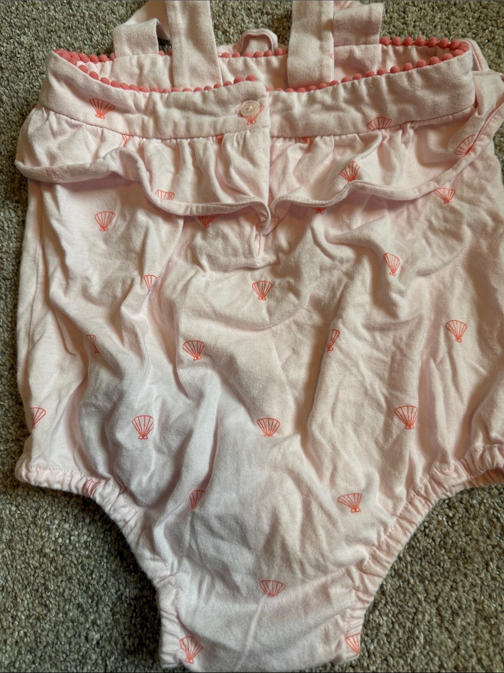 GAP Light Pink Shell-Print Ruffle Romper - Picture 2 of 3